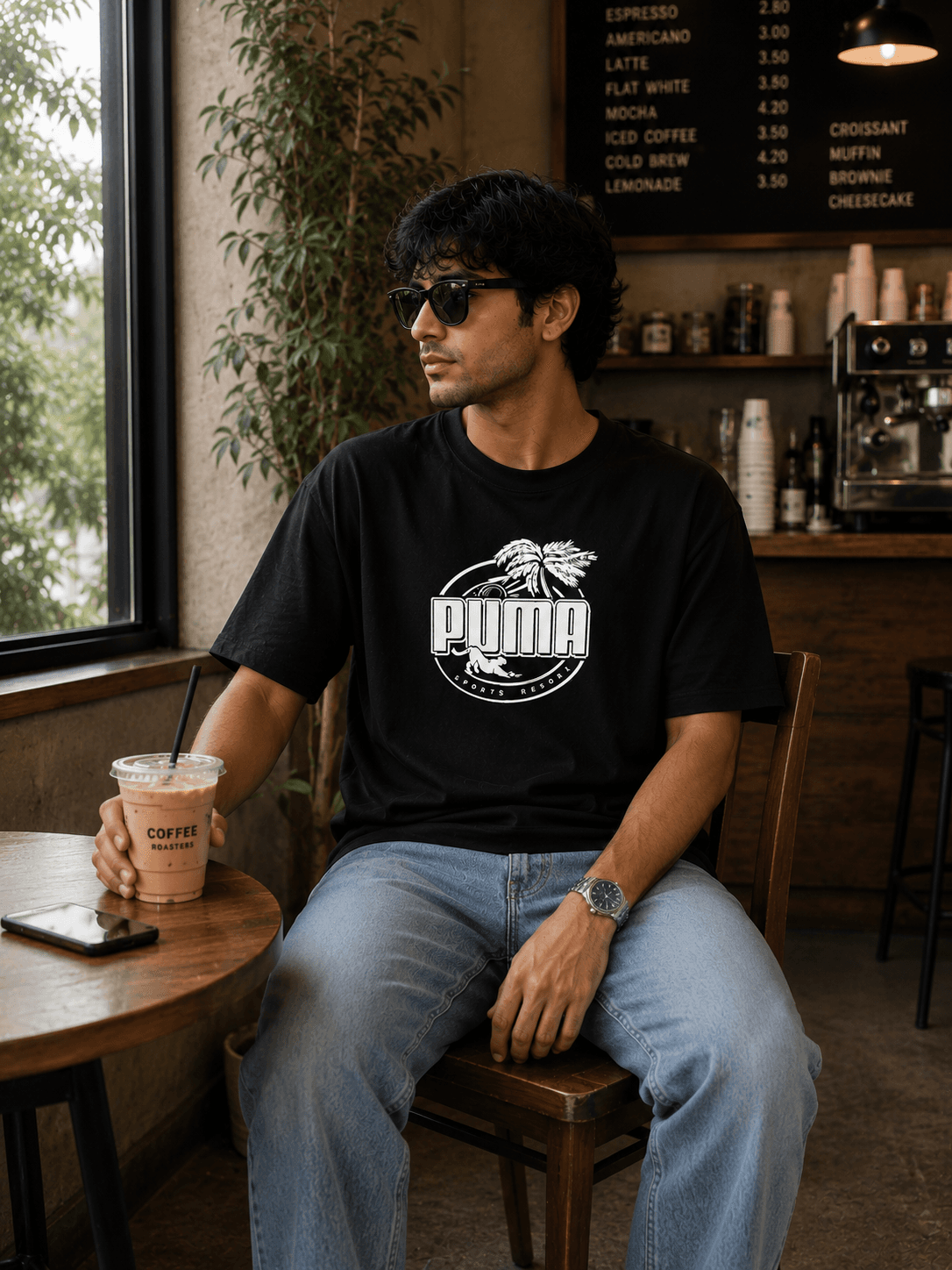 PUMA PALM RESORT GRAPHIC TEE — BLACK (L)